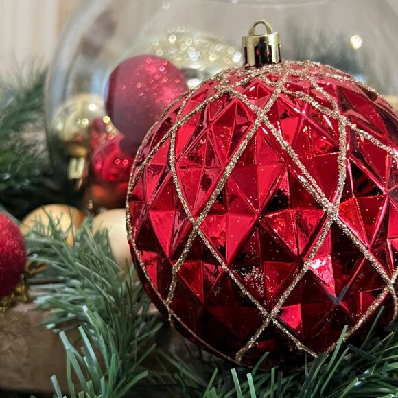 Assorted Christmas Ornaments Gold and Red Shatterproof Decorations 32 Count - Picture 3 of 3